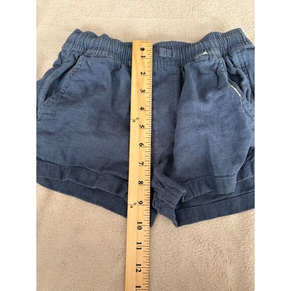 Abercrombie Kids Shorts Girls 5/6 Blue Uniform Linen Blend Navy Cuffed Pull‎ On - Picture 4 of 8